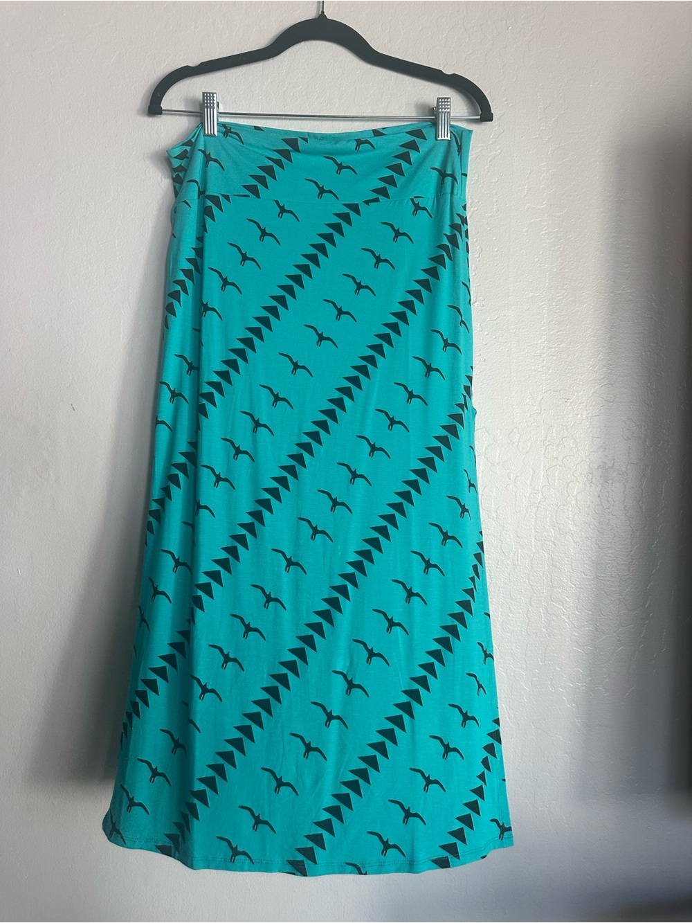 Turquoise Geometric Print Midi Skirt - Women's